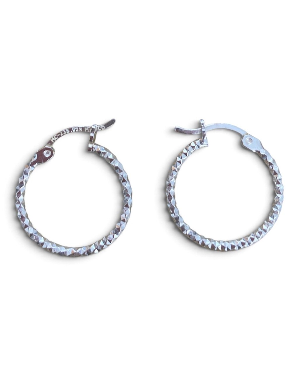 Sterling Silver 925 Small Textured Hoop Earrings